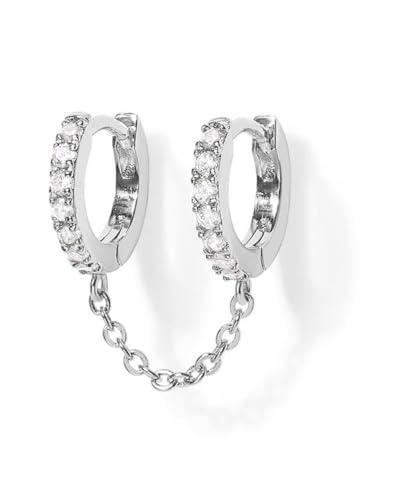 KGDUYC Orecchini Donna Argento 925 - Oro Placcato 14K Orecchini Cerchio con Doppio Piercing, Ipoallergenico Orecchini Oro/Argento per Piercing Multipli, Trago Helix Orecchio Piercing Gioielli-D