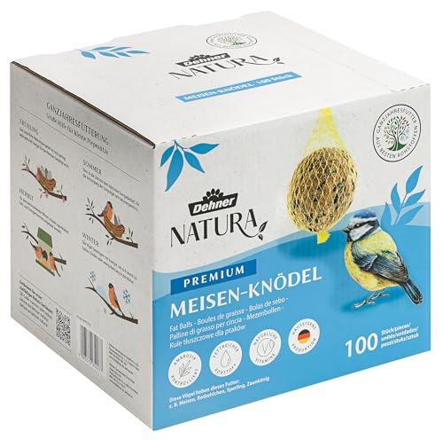 Dehner Natura Premium palline per cinciallegre con rete, ricche di proteine ed energia, cibo di alta qualità per uccelli selvatici, 100 pezzi da 90 g ciascuno (9 kg), scatola certificata FSC