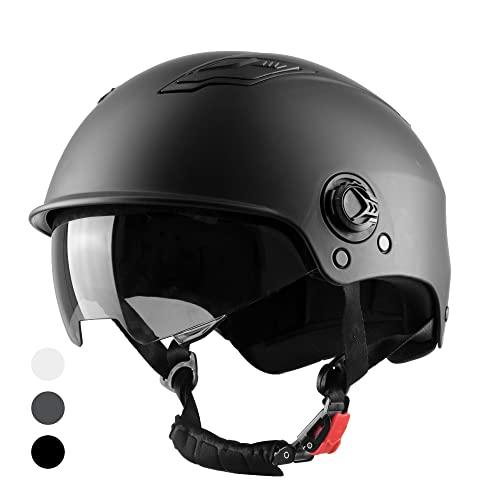 Westt Casco bici uomo mtb scooter BMX skateboard ciclisimo casco monopattino elettrico adulti donne con visiera parasole, nero opaco, taglia S/M (55-58 cm)