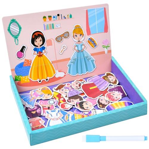 Aolso Set da gioco per travestimento da principessa, gioco educativo magnetico, giocattolo puzzle per vestire, abilità motorie e apprendimento dell'immaginazione, adatto per bambini dai 3 anni in su
