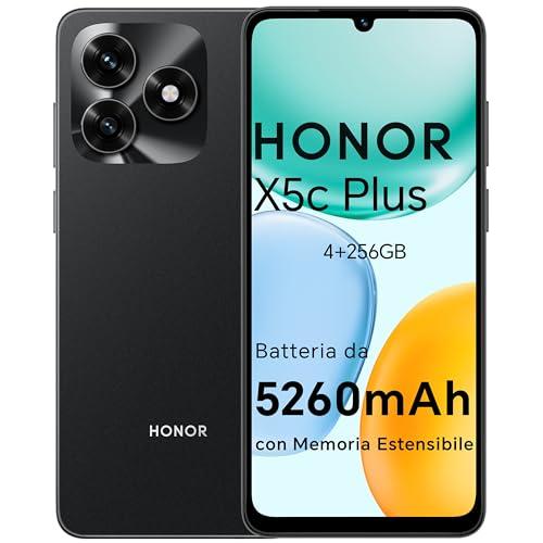 HONOR X5c Plus Smartphone,5260 mAh, 4G RAM/256G telefono con Display 6,74 pollici 90 Hz, Fotocamera 50+14MP, Android 15, Octa-core cellulare impronta digitale e riconoscimento facciale, Midnight Black
