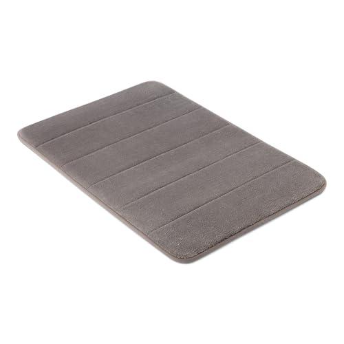 Amazon Basics Tappeto Bagno Antiscivolo in Memory Foam, Tappetino Doccia Ultra Morbido, Assorbente, ad Asciugatura Rapida, Lavabile in Lavatrice, 43x61 cm, Grigio Scuro