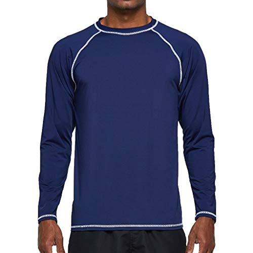 Arcweg Rashguard Mare Surf Uomo Maniche Lunghe Protezione Solare UV UPF 50+ Asciugatura Veloce Maglia Anti UV Pescs Stile Sciolto Elastica Maglietta Piscina Blu Scuro M(EU)