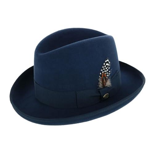 Epoch Hats Company Cappello da padrino Homburg in feltro di lana da uomo con piuma, Marina Militare, M