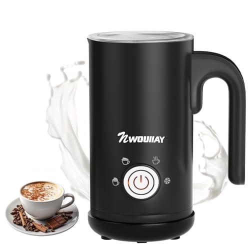 NWOUIIAY Montalatte Elettrico 4 in 1 Cappuccinatore Elettrico 300ML 600W Silenzioso con Manico per Latte Caldo e Freddo Schiuma di Latte Rivestimento Antiaderente per Latte Cappuccino Macchiato