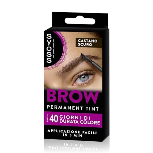 Syoss Brow Castano Scuro (10 ml), Tinta sopracciglia permanente, Tintura sopracciglia resistente ad acqua e sbavature, Colore intenso per sopracciglia per 10 applicazioni, Formula vegana
