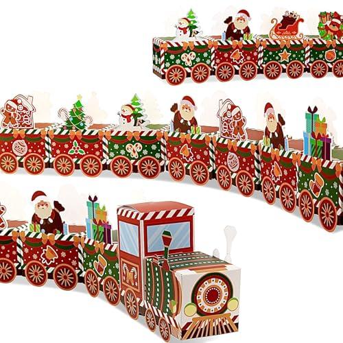 Yucch Calendario dell’Avvento da Riempire Bambini – Set Natalizio Fai-da-Te a Forma di Trenino con Babbo Natale, Pupazzo di Neve e Renna, per Dolcetti o Piccoli Regali