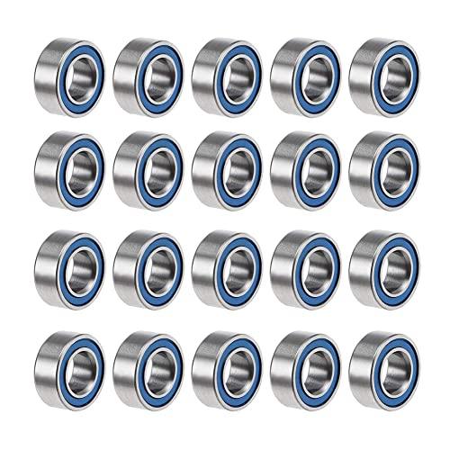 Wisyurt 20 Stück MR105-5 X 10 X 4 Mm Cuscinetto a Sfera in Acciaio a Doppia schermatura, Blu
