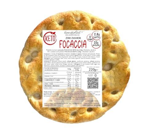 KETO FOCACCIA Line@diet | Focaccia artigianale da 220g ad alto contenuto di PROTEINE | 2,8% carboidrati, 44g di proteine, 0 zuccheri