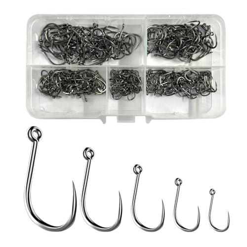 Dingbear 250 Pezzi Set Combinato Di Ami Da Pesca Senza Ardiglione - Ami Da Pesca Senza Ardiglione in Acciaio Al Carbonio, Adatti Per Fiumi, Laghi, Oceani e Stagni