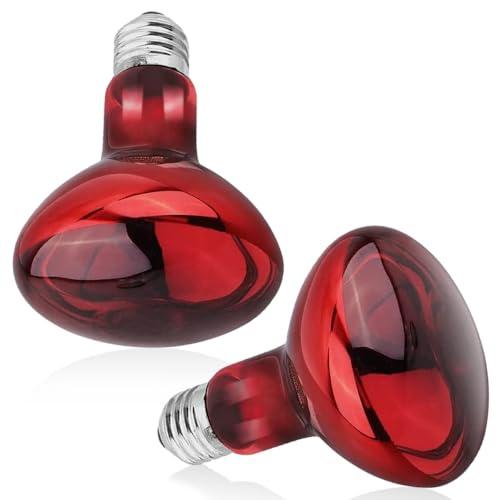 BNGXR Lampada Infrarossi Riscaldante, 2 Pezzi Reptile Lampadine Riscaldanti, 100W Lampada Termica a Infrarossi, Luce di Riscaldamento per Tartarughe Lucertole, Rettili e Anfibi, Rosso, 220V