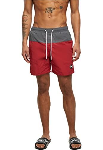 Urban Classics Block Swim Shorts, Pantaloncini da Bagno, Uomo, Brickred/Darkshadow, XL