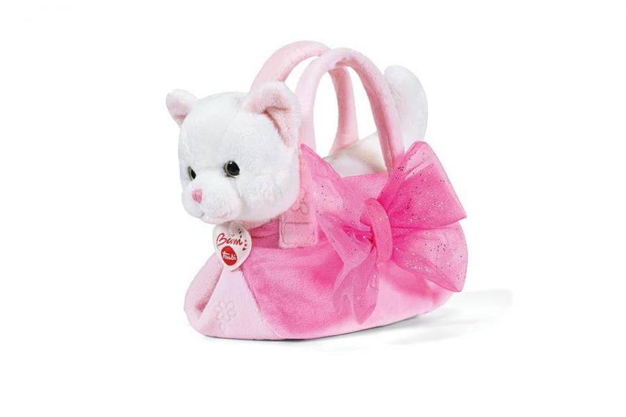 Gatto borsa fiocco | Animali peluche idea regalo | 10x14x21 cm taglia XS | Fashion pets | modello 56083