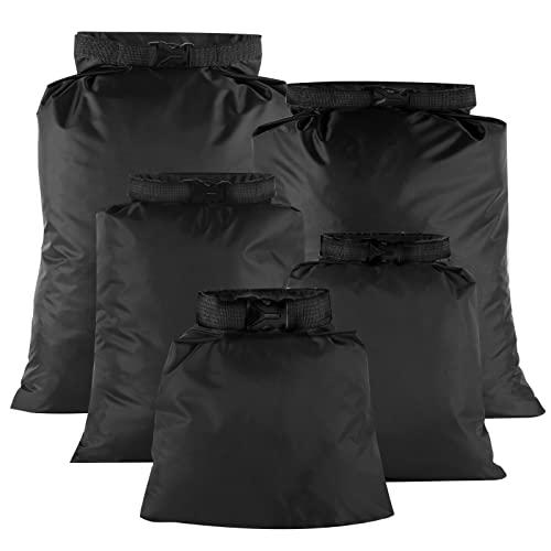 Lanjue 5 Pezzi Borsa Impermeabile Leggera, 1,5L/2,5L/3,5L/4,5L/6L Nera Borse Stagne Impermeabili, Sacca Impermeabile Portatile per Sport Acquatici, Tempo Libero, Campeggio, Pesca, Escursionismo, Surf