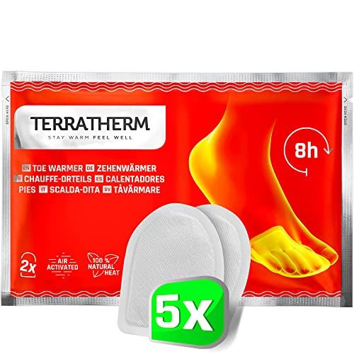 TerraTherm Scaldapiedi Adesivi, 8 Ore di Piedi Caldi, Solette scaldapiedi e Solette riscaldanti, Adatte a Tutti i Tipi di Scarpe, extrasottili, comode e morbide, Solette riscaldanti per Piedi, 5 Paia