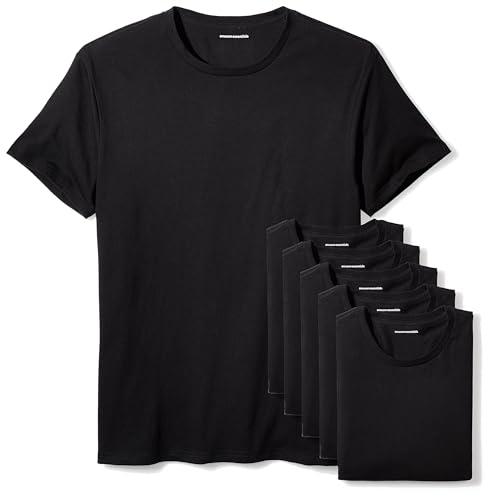 Amazon Essentials Maglietta a Girocollo Uomo, Pacco da 6, Nero, XL