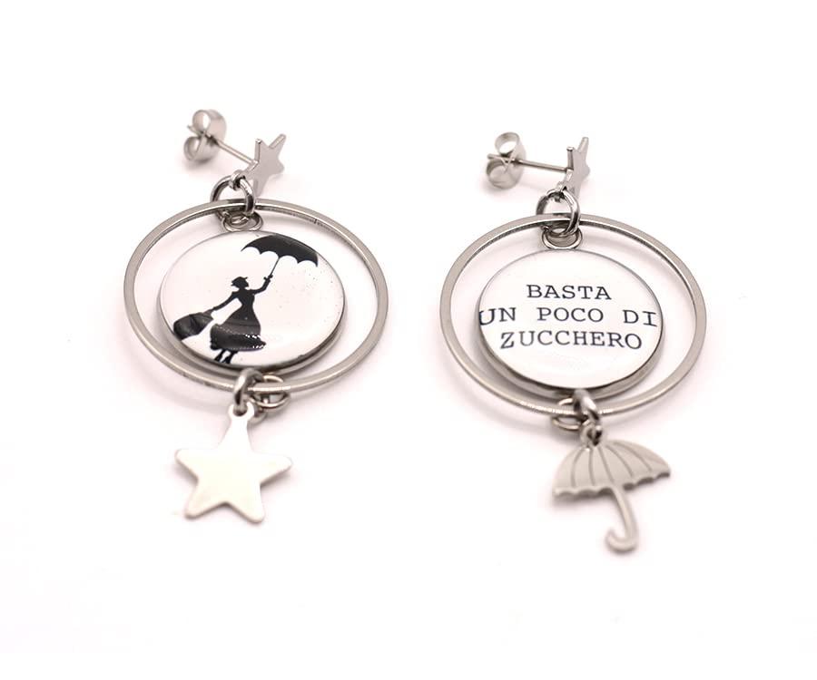 Orecchini Mary Poppins inspired - Orecchini in acciaio - Orecchini donna - Basta un poco di zucchero