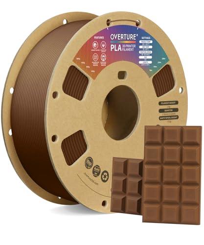 OVERTURE Filamento PLA 1.75mm, 1kg Bobina(2.2lbs), Precisione Dimensionale +/- 0.03 mm, per Stampante 3D (Cioccolato)