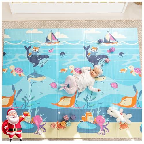 Tappeto Gioco Bambini Pieghevole Sweety Fox - Tappeto Gioco Neonato 150x180x1cm - Tappeto Bambini Reversibile, Impermeabile per Sviluppo Sensoriale in Schiuma - Tappeto Neonato - Savana
