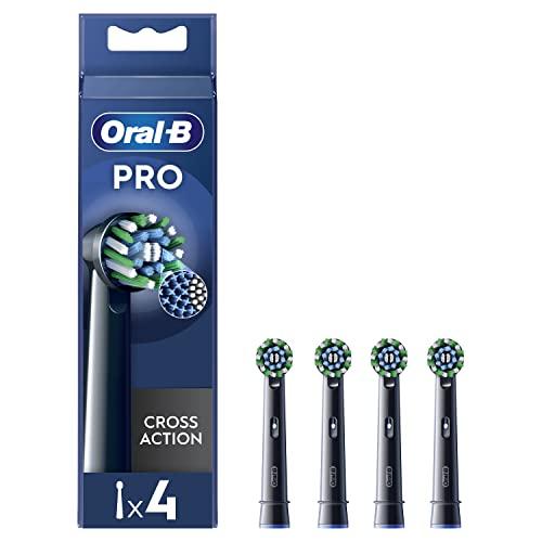 Oral-B Cross Action Testine Spazzolino Elettrico, Confezione da 4 Testine di Ricambio Nere, Setole Angolate che si Adattano a ogni Dente per una Pulizia Profonda