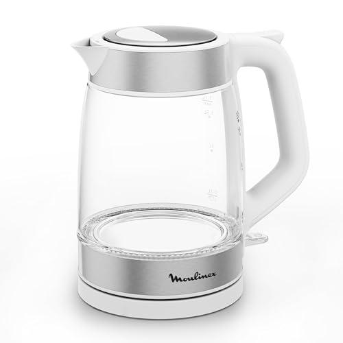 Moulinex Bollitore in Vetro, Bollitore Elettrico, Graduazione, Capacità 1,7 L, Facile da Pulire, Bianco, BY6R5130