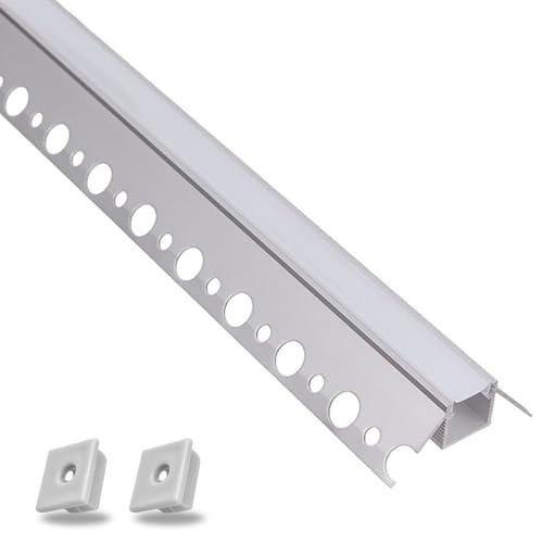 Evotrade – Profilo LED Angolo Esterno in Alluminio per Cartongesso a Scomparsa 2 Metri + Cover Luce Continua e Tappi - per Strisce Led Max 12mm - per Interni (Profilo Angolo Esterno + 2 tappi)