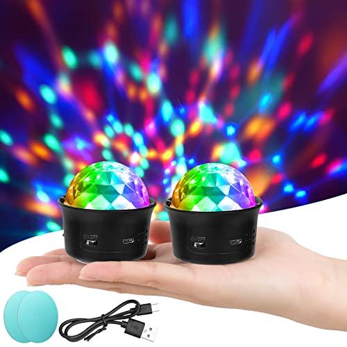 URAQT Mini Sfera da Discoteca, 2 Pcs Mini Sound Attivato Palla da Discoteca, RGB Effetti di Luce RGB da Palcoscenic, Portatile Ricaricabile Luce Discoteca, Adatto Tutte le Feste e Interni delle Auto