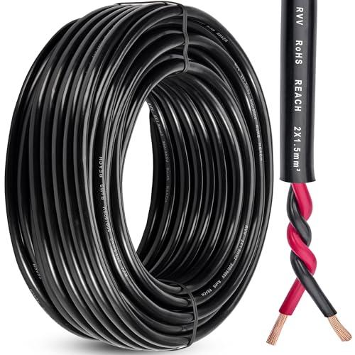 DARKGUARD Cavo 2 Poli per Rimorchio 1,5mm², 10M Rotondo Cavo Elettrico in Rame 12V/24V, IP65 Impermeabile per Auto Camper Camion Rimorchio Agricolo, Collegamento Luci LED, RoHS & Reach