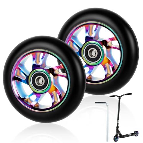 Ruote di Ricambio per Scooter da 100 mm, Stunt Scooter Ruote con Cuscinetti ABEC-9, Ruote per Monopattino da Freestyle Ruote per Monopattino Acrobatico per la Maggior Parte degli Scooter