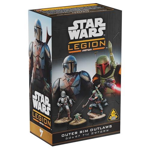 Atomic Mass Games | Star Wars Legion: Outer Rim Outlaws | Espansione Per Gioco Di Miniature, Boba Fett (Daimyo), Din Djarin, Grogu, 4 Miniature Non Dipinte, Command Cards | 2 Giocatori | 90 Minuti