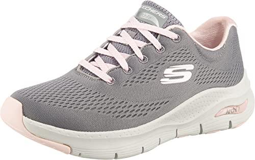 Skechers Arch Fit Big Appeal, Scarpe da Ginnastica Donna, Grigio Gray Knit Mesh Pink Trim, 37 EU