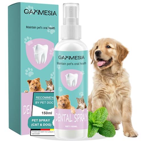 150ml Spray Dentale per Cani e Gatti, Dentifricio Spray per Cani, Igiene Orale, Contro Tartaro e Alito Cattivo e Placca, Senza Spazzolatura, Rinfresca l’Alito con Menta, Cura Denti
