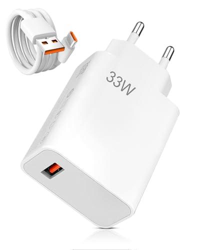 Xiaomi - Mi 33 W - Caricatore rapido con cavo USB tipo C da 1 m, caricabatterie da parete per Xiaomi Mi Redmi 14, 13, 12, 12t, 11, Note K60, K50, Poco C75 A5 F3 X6, F5, X5, Mi 9/10, Mi Mix 3