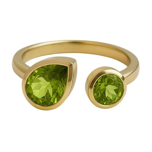 Anello in argento sterling placcato oro con peridoto