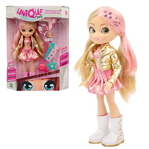 UNIQUE EYES, Bambola di 25 cm, con il loro sguardo che ti segue gli occhi, con capelli magici, giocattolo per bambini dai 3 anni, MYM08