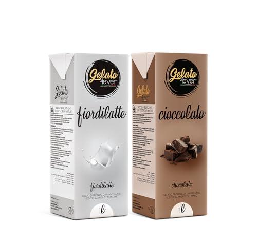 Gelato 4ever - Preparato per Gelato Pronto da Mantecare, Double Pack, Facile da Preparare, Compatibile con Tutte le Macchine per Gelati Come Ninja Creami, Magimix, HKoenig, 1L per Brick, Made in Italy