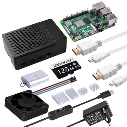 GeeekPi Raspberry Pi 4 8GB Complete Starter Kit (8GB RAM + 64GB SD Card),Raspberry Pi 4 ABS Case with PWM Fan,Raspberry Pi 5V 3.6A Power Supply with ON/Off Switch,2pcs HDMI Cables for Raspberry Pi 4B