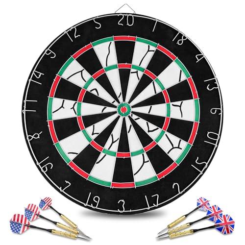 Noxtioanip Bersaglio Freccette, 44.8 cm Bersaglio Tiro a Segno Dardo Classico con 6 Frecce, Gioco Freccettes Adulti Tabellone, Professionale Tiro a Segno, Darts Board Double Face per Riunioni Famiglia