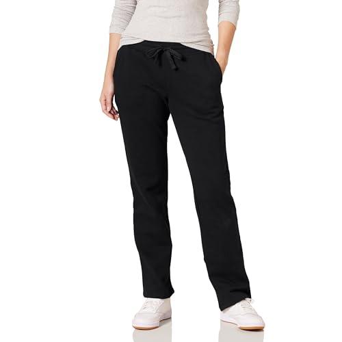 Amazon Essentials Pantaloni Tuta Da Donna A Gamba Dritta Con Coulisse, In Pile (Disponibili In Taglie Forti) Donna, Nero, L