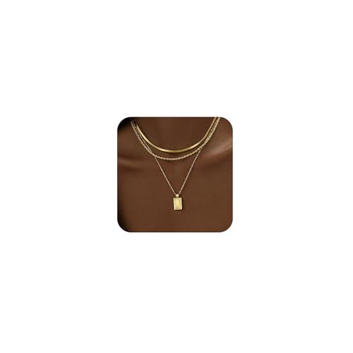 VIROMY Collana Oro Donna Collana a Catena D'argento Placcata in Oro Reale 14K Collane con Ciondolo a Strati Set di Gioielli D'oro di Tendenza Regali