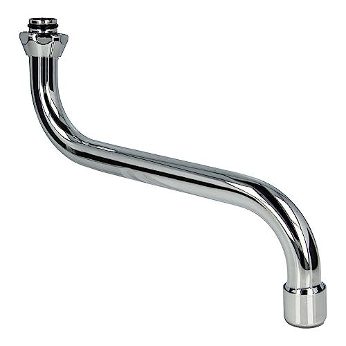 Tecuro, beccuccio a S per rubinetti a parete, cromato, lunghezza 200 mm, raccordo 3/4