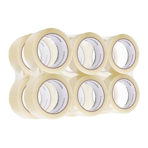 Amazon Basics Nastro da imballaggio, da 50 mm x 55 m, spessore di 0.07 mm (12 rotoli), trasparente