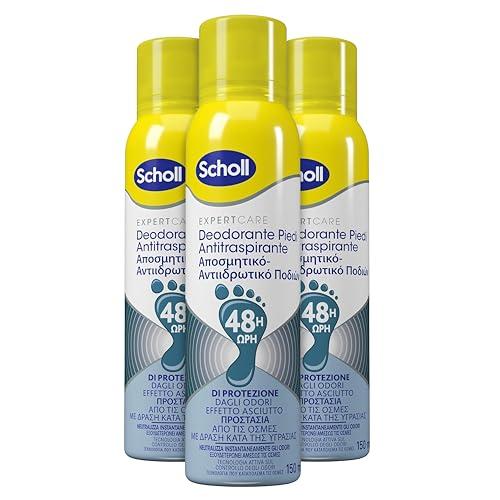 Scholl ExpertCare, Deodorante Spray Piedi Antiodore, Elimina e Protegge dai Cattivi Odori per 48h, Sensazione di Freschezza a Lungo, 3 Flaconi da 150 ml
