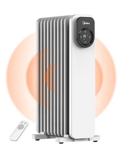 Midea NY2009-24UR, Radiatore ad Olio con 9 alette, LED Touchscreen con Controllo a Distanza - Riscaldamento Efficiente, Protezione da Surriscaldamento e Ribaltamento, 24H Timer, Silenziosa, 2000W