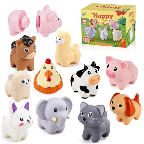 Pmueuff Montessori Giochi Bambini 1 2 3 Anni, Animali Giocattolo per Bambini, Giocattolo Sensoriale E di Apprendimento Motorio | Set Selezione Colori E Impilabile | Regalo per Natale E Compleanno