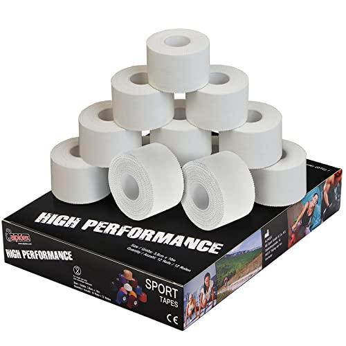 12 x Sport tape 3,8 cm x 10 m colore: bianco