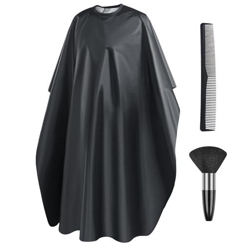 LOPHE Mantellina per Acconciatura, Mantellina Parrucchiere di Nero, Mantello da Barbiere a Lungo, Set Barbiere Collo Spazzola e Pettine per Salone, Parrucchiere, Uso Domestico