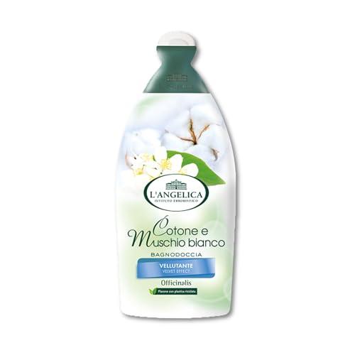 L'Angelica Officinalis, Bagnodoccia Estratto di Cotone e Muschio Bianco, Vellutante, Pelle Morbida e Vellutata, Senza Parabeni, Siliconi e OGM, 500ml
