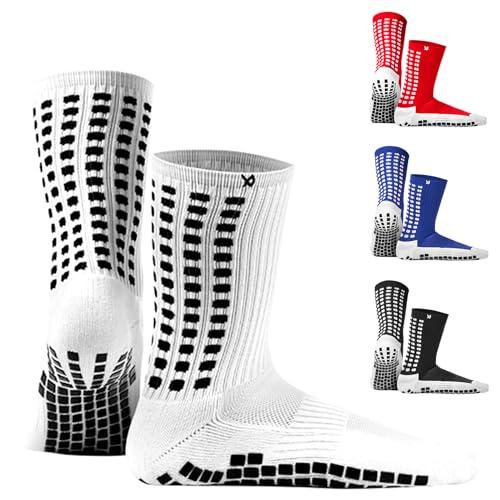 LUX Antiscivolo Calze Calcio, Calzini antiscivolo per calcio, cuscinetti in gomma, qualità superiore, pallacanestro, calcio, escursionismo, corsa, in coordinato disponibili in Bianco