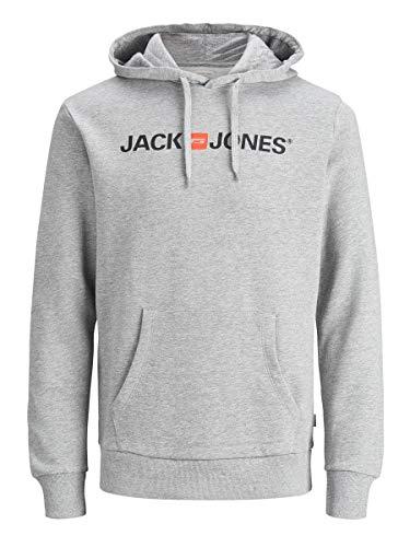 JACK & JONES Jjecorp Logo Sweat Hood Noos Regular Fit Felpa con cappuccio, Light Grey Melange, L Uomo